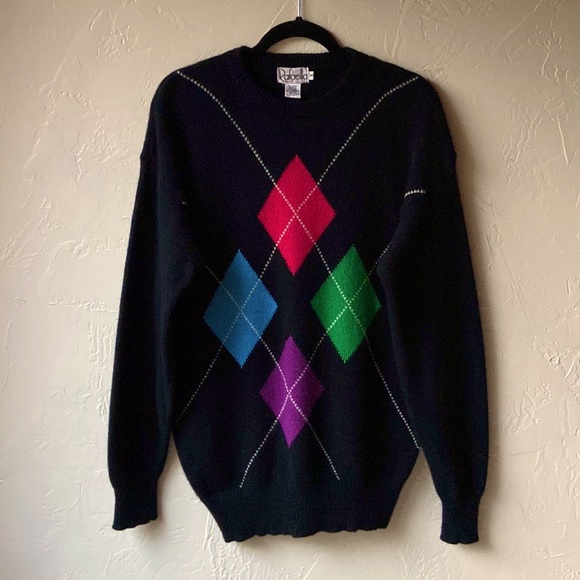 Vintage 90’s Rafaela Diamond pattern Lambswool/Angora Sweater M - Picture 1 of 6
